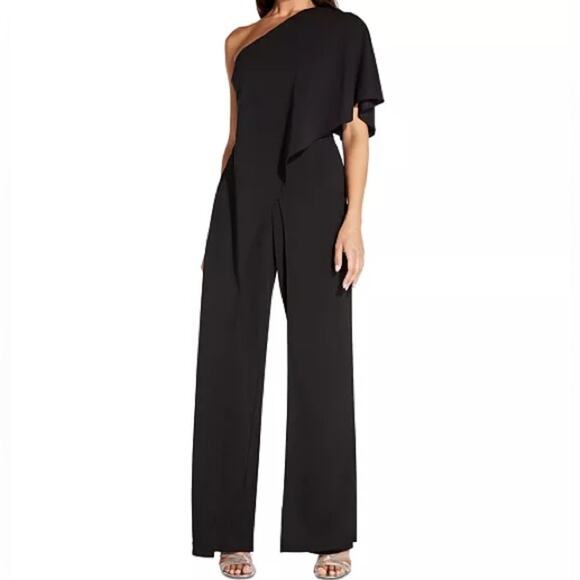 Adrianna Papell One-Shoulder Jumpsuit Black Women’s Sz 8 - Picture 3 of 9